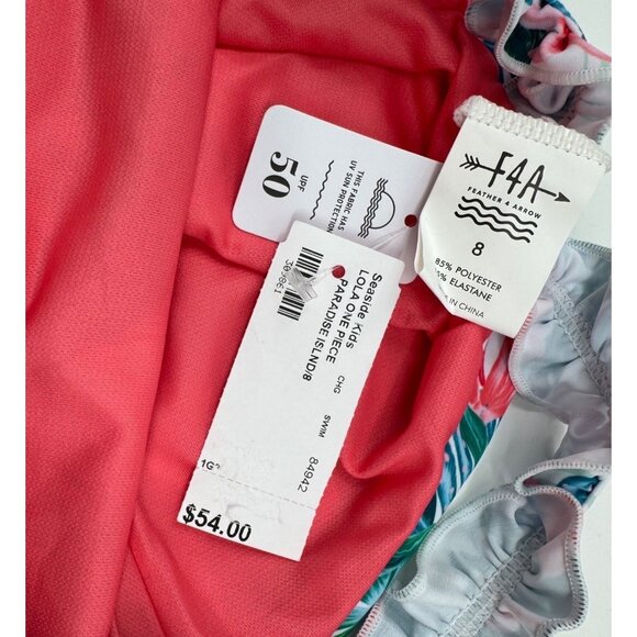 Girls Feathers & Arrow Lola Paradise Island Tiropical Print One-Piece Swimsuit S - Picture 5 of 8